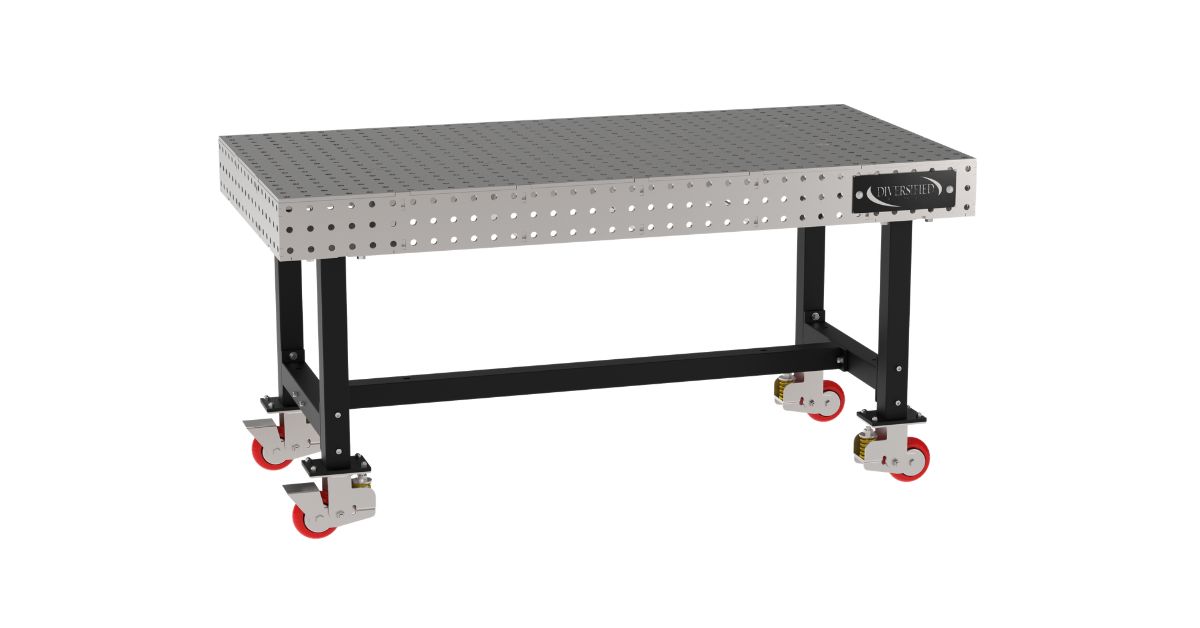 heavy duty welding table with steel frame and precision hole grid surface