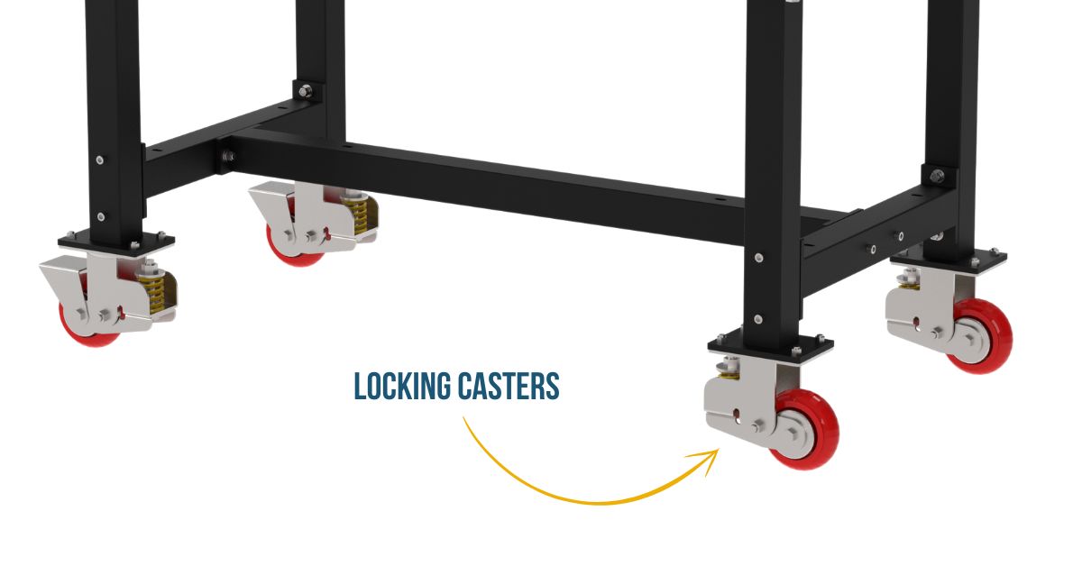 locking casters on welding table for mobility and secure positioning