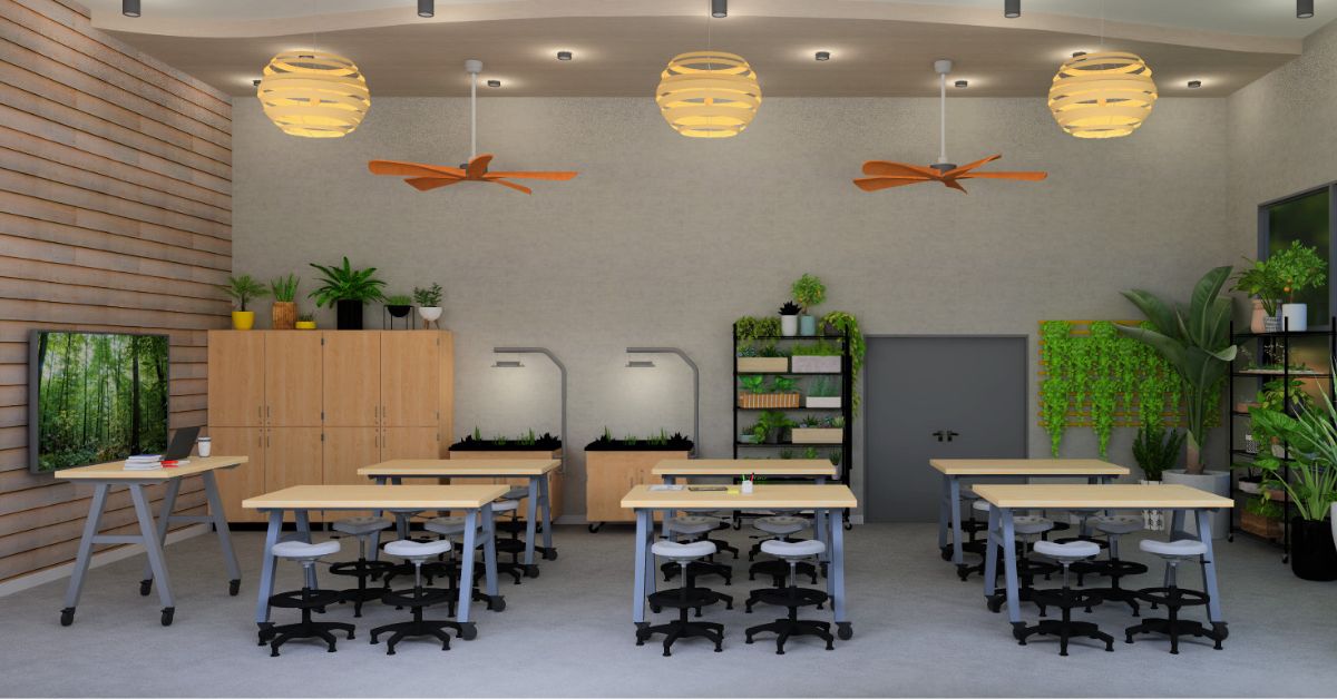 biophilic design incorporated into a steam classroom