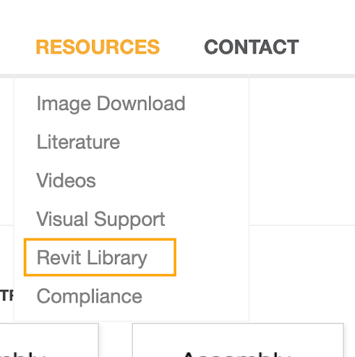 screenshot that shows the Revit Library tab under resources