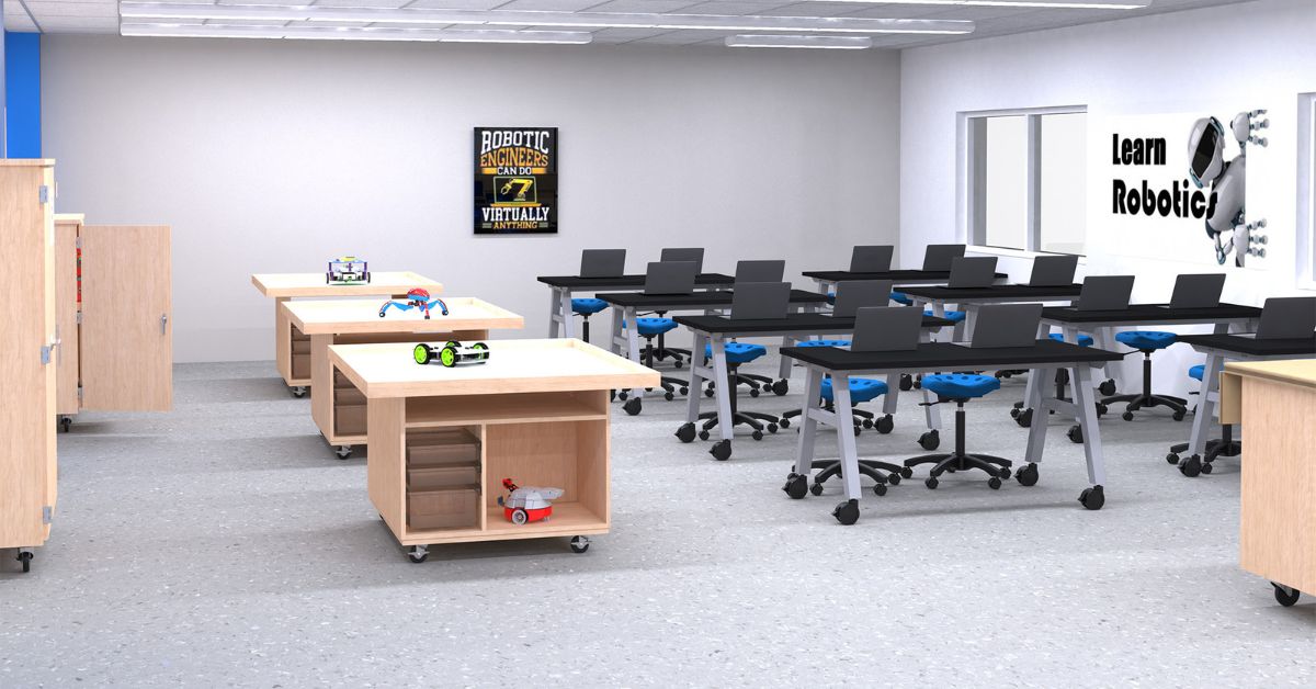 robotics classroom room rendering