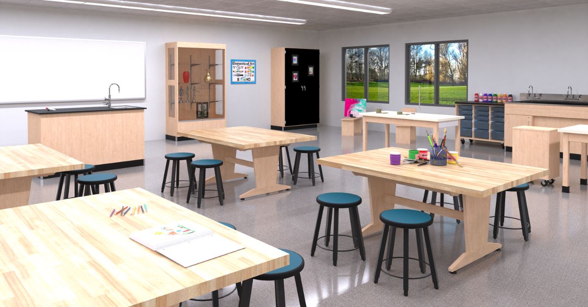 student art classroom room rendering