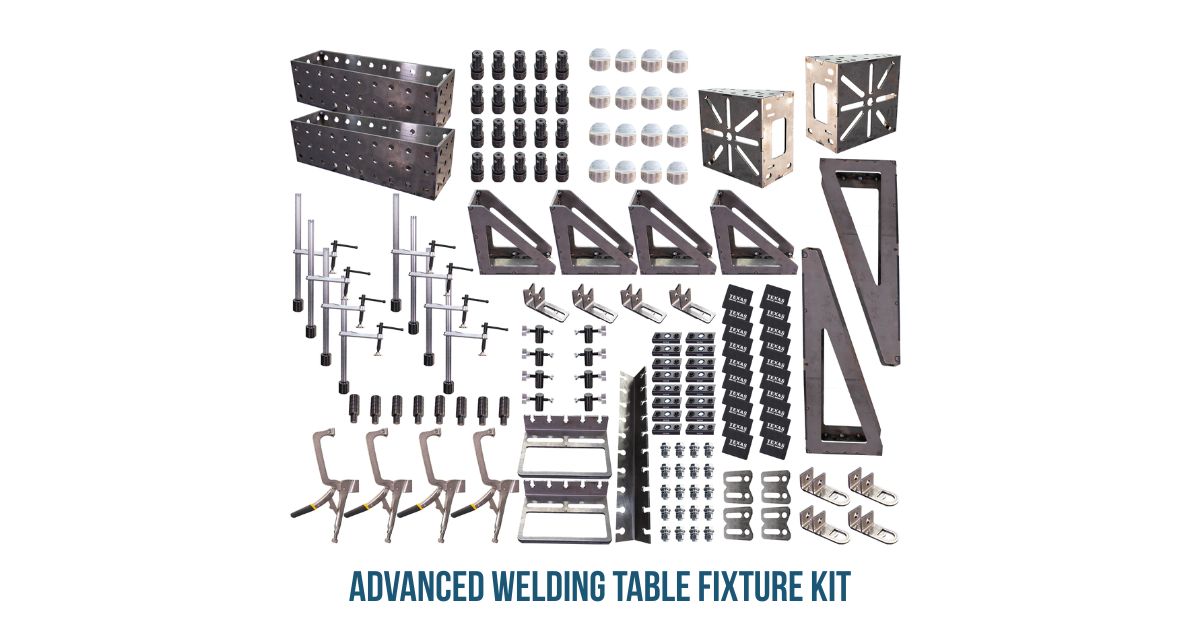 advanced welding table fixture kit with clamps, stops, risers, extensions and more